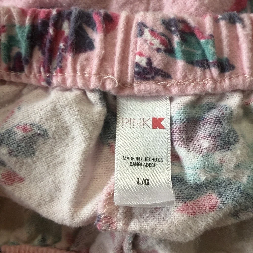 Vtg Womens L Pajama Set Flannel Pink K Kmart Warm Grannycore Modest Cottagecore